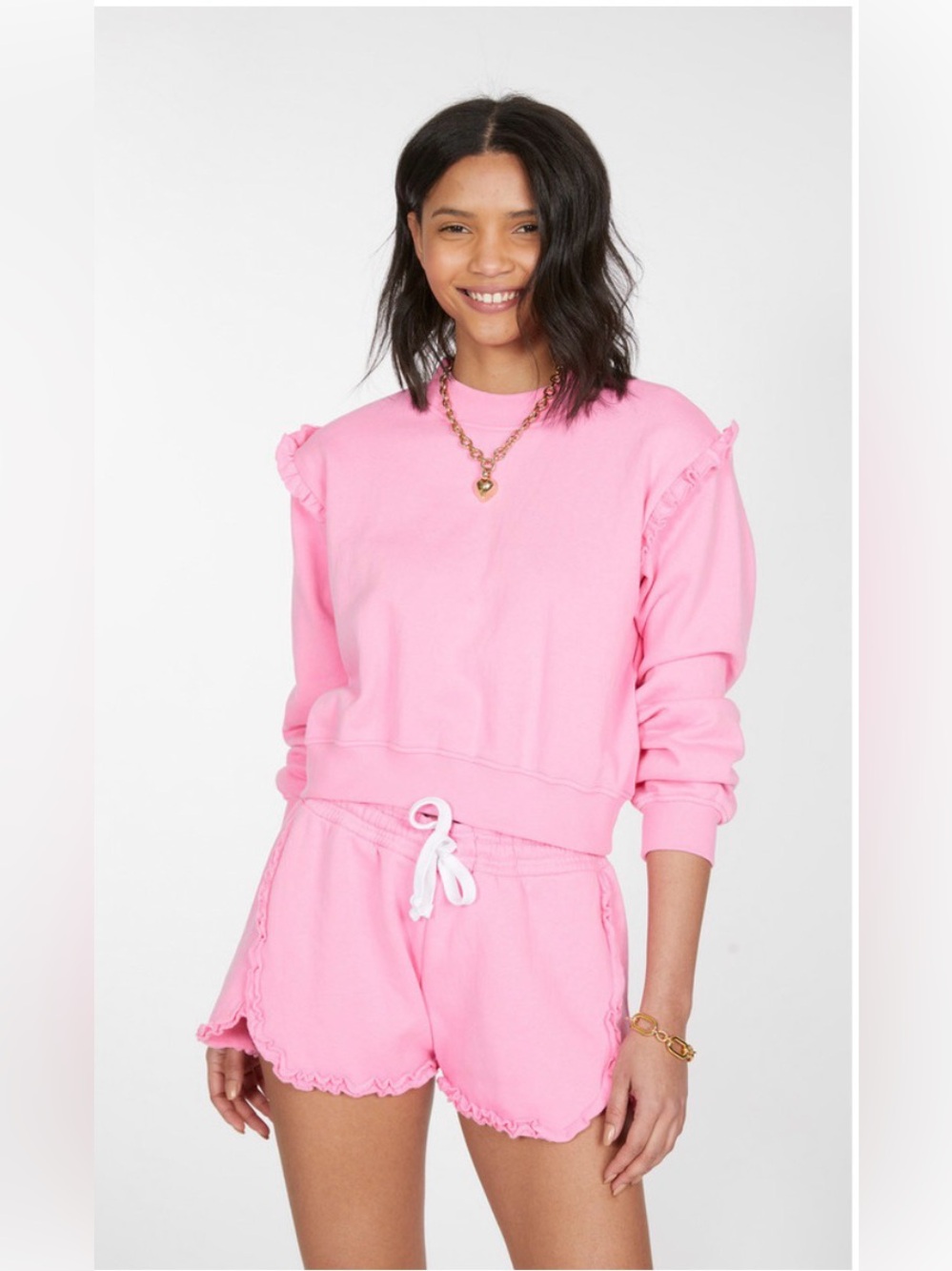Generation Love Zoe Ruffle Shoulder Sweatshirt & shorts SET
